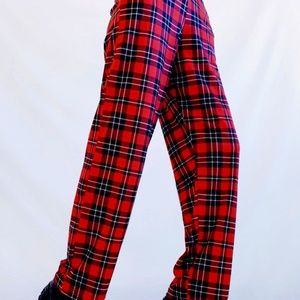 plaid red anime pants Harajuku Japan y2k anime bnha mha haikyuu red and black